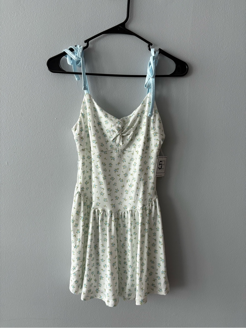 White Floral Tie-Shoulder Drop Waist Dress